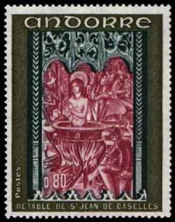 177h 208 24 10 1970 retable de la chapelle de saint jean de caselles sepia bleu fonce et rouge