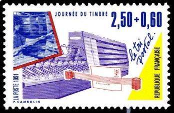 03 16 03 991 2689 journee du timbre 1991 les metiers de la poste le tri postal