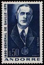 107a 23 10 1972 hommage au general de gaulle co prince d andorre portrait du general de gaulle